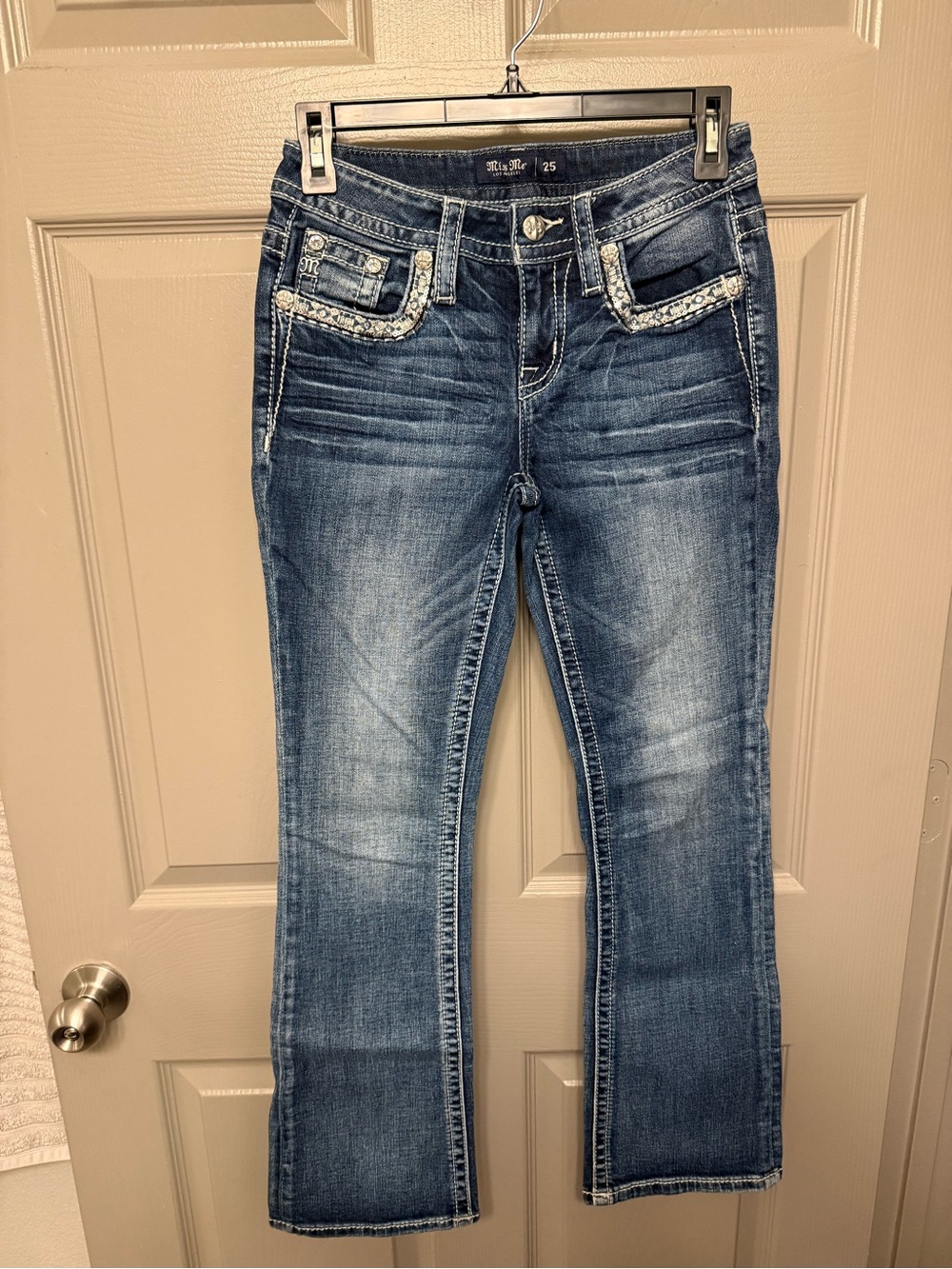Miss Me Medium Wash Bootcut Jeans with Embellished Pockets